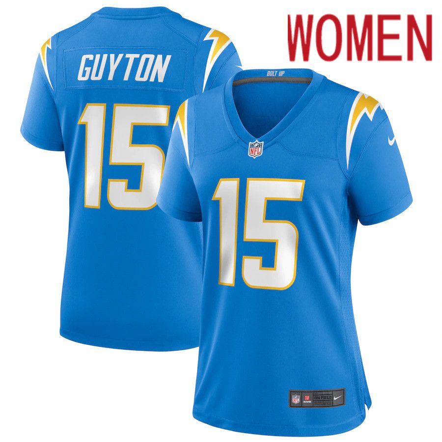 Women Los Angeles Chargers #15 Jalen Guyton Nike Powder Blue Player Game NFL Jersey->women nfl jersey->Women Jersey